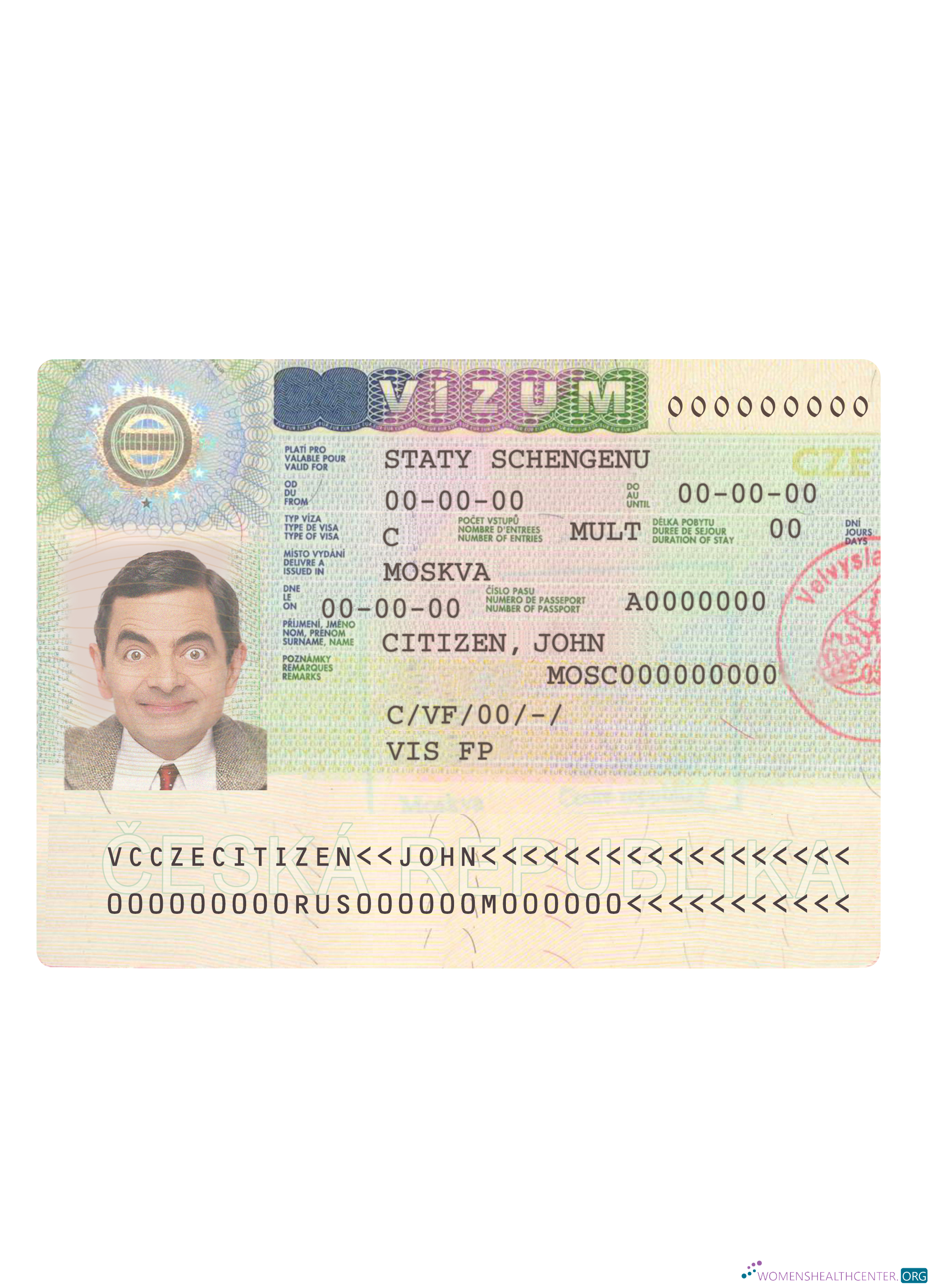 Download Czech republic schengen visa Photoshop template